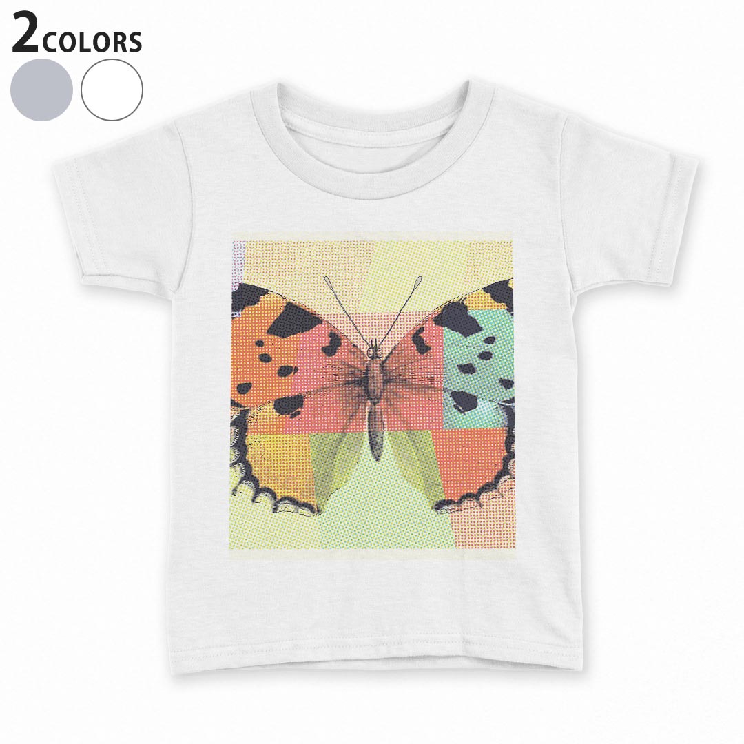 tシャツ キッズ 半袖 白地 デザイン 90 100 110 120 130 140 150 160 Tシャツ ティーシャツ T shirt 026164 蝶々 カラフル