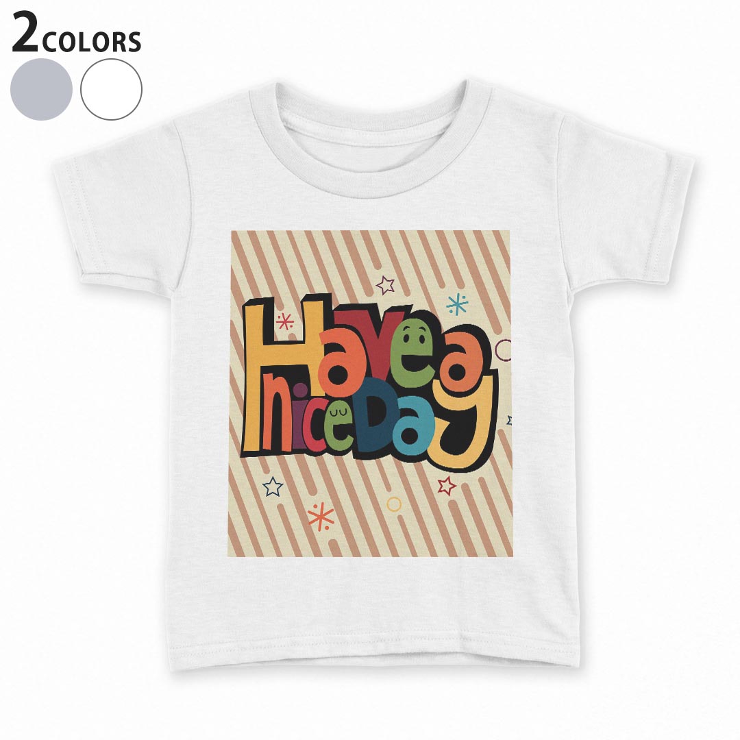 tシャツ キッズ 半袖 白地 デザイン 90 100 110 120 130 140 150 160 Tシャツ ティーシャツ T shirt 026222 ストライプ　柄　文字