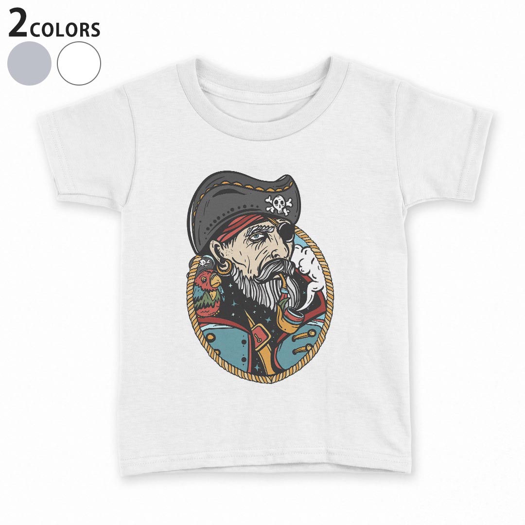 tシャツ キッズ 半袖 白地 デザイン 90 100 110 120 130 140 150 Tシャツ ティーシャツ T shirt 032289 レトロ パイレーツ