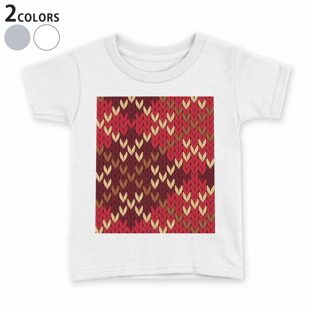 tシャツ キッズ 半袖 白地 デザイン 90 100 110 120 130 140 150 Tシャツ ティーシャツ T shirt 004002 チェック　赤　ブラウン