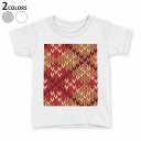 tシャツ キッズ 半袖 白地 デザイン 90 100 110 120 130 140 150 Tシャツ ティーシャツ T shirt 004115 チェック オレンジ 赤(4)