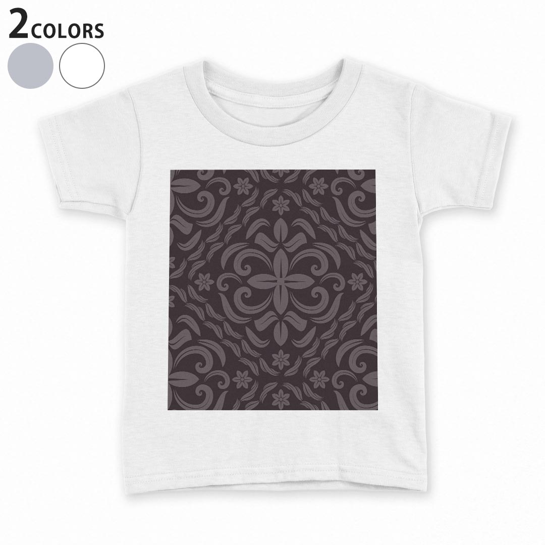 tシャツ キッズ 半袖 白地 デザイン 90 100 110 120 130 140 150 Tシャツ ティーシャツ T shirt 004130 模様　エレガント　黒
