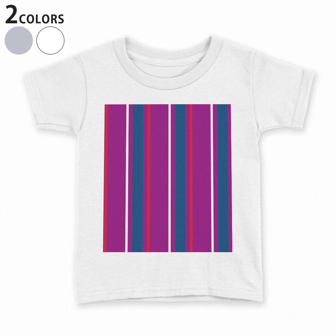 tシャツ キッズ 半袖 白地 デザイン 90 100 110 120 130 140 150 Tシャツ ティーシャツ T shirt 004222 ボーダー　紫