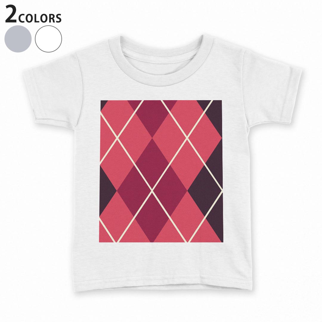 tシャツ キッズ 半袖 白地 デザイン 90 100 110 120 130 140 150 Tシャツ ティーシャツ T shirt 004225 チェック　ピンク　黒