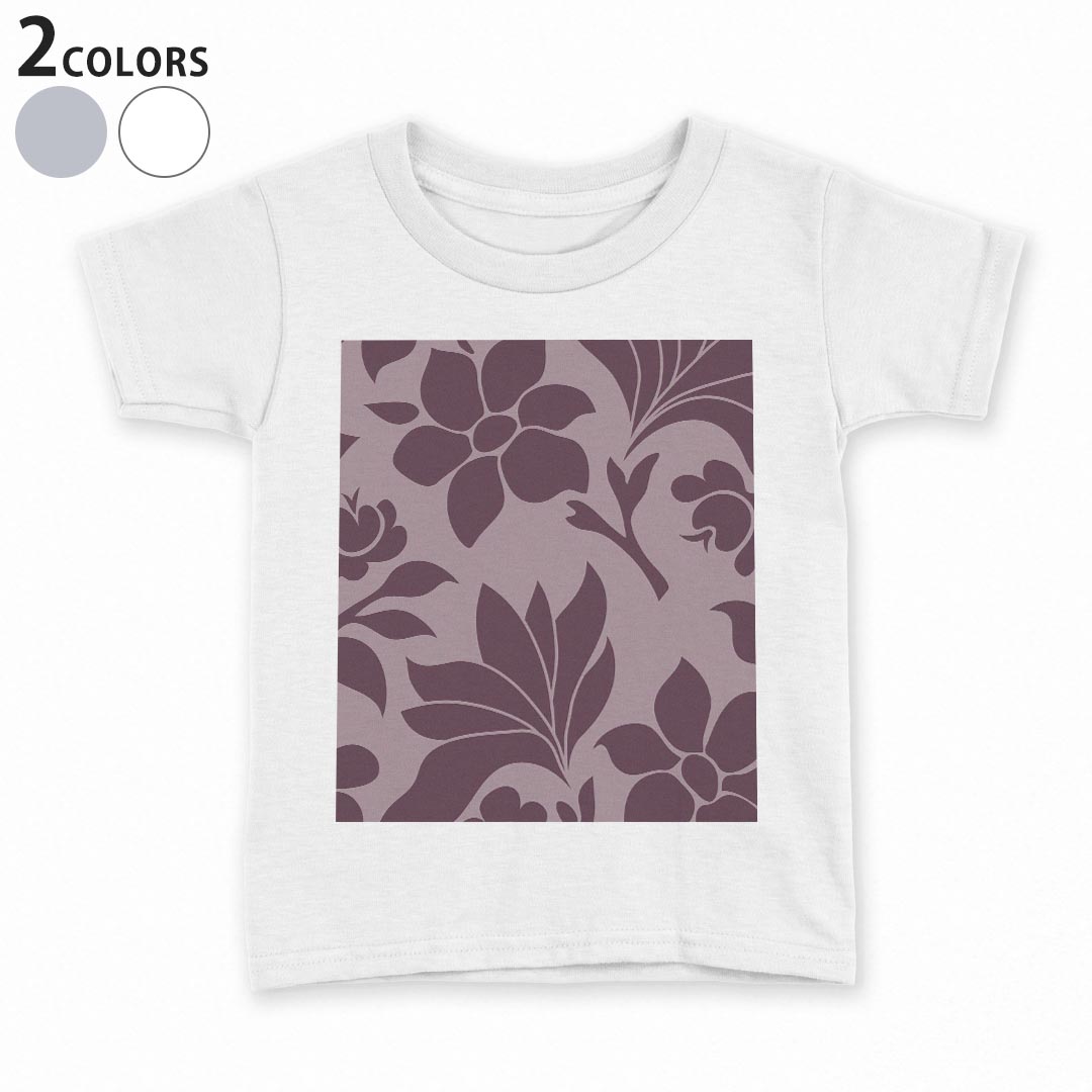 tシャツ キッズ 半袖 白地 デザイン 110 120 130 140 150 Tシャツ ティーシャツ T shirt 004291 花　シック　紫