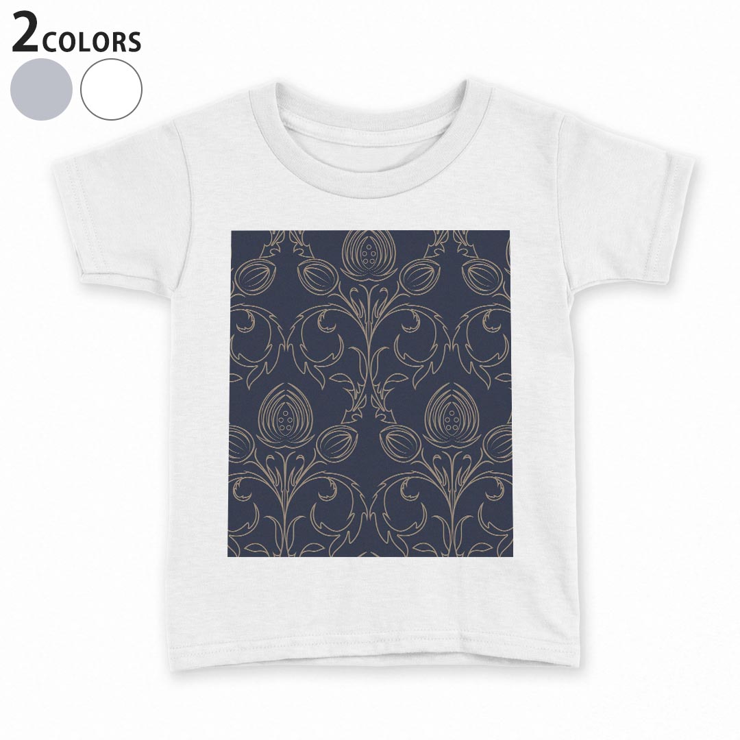 tシャツ キッズ 半袖 白地 デザイン 110 120 130 140 150 Tシャツ ティーシャツ T shirt 004362 模様　紺