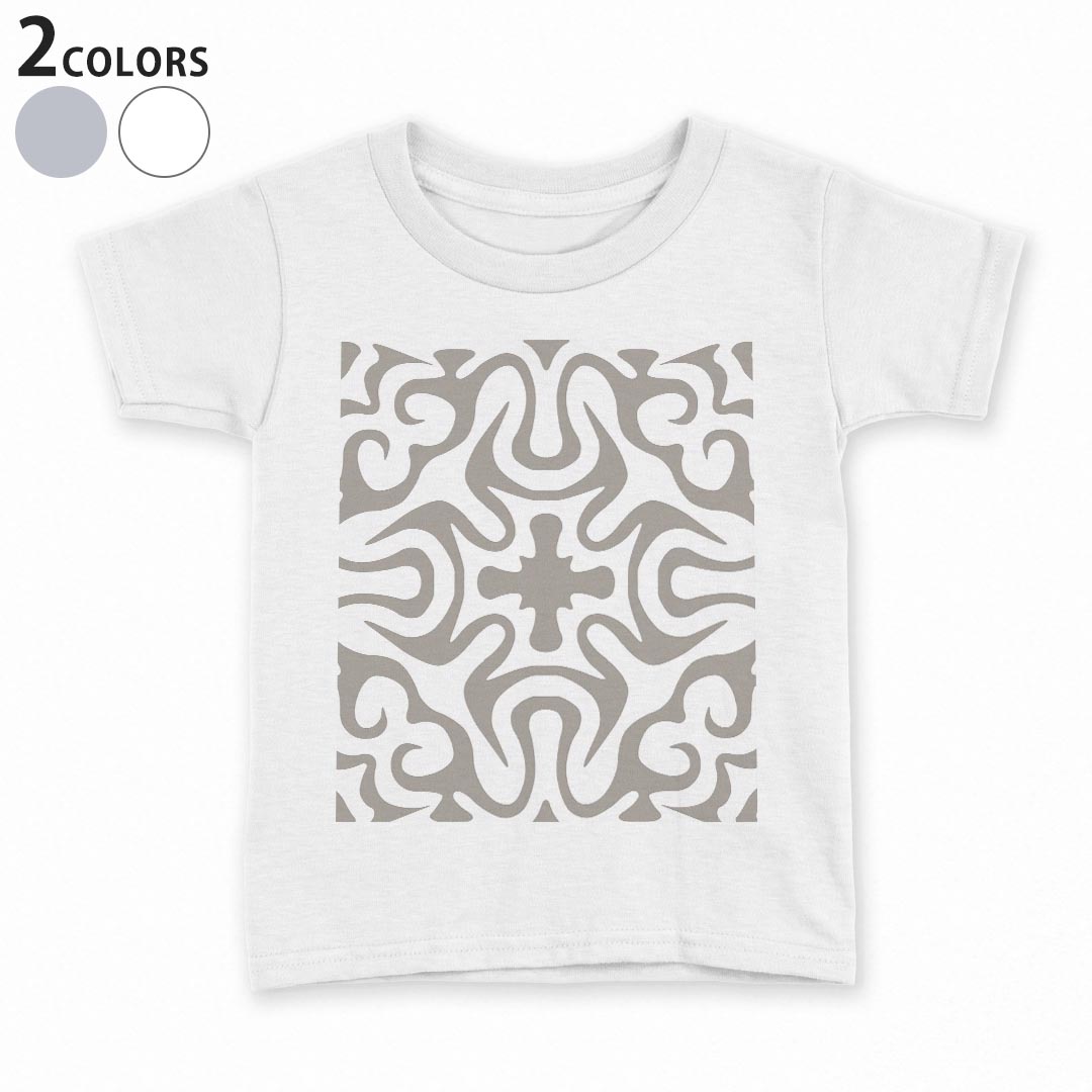 tシャツ キッズ 半袖 白地 デザイン 90 100 110 120 130 140 150 Tシャツ ティーシャツ T shirt 004371 模様　シンプル　グレー