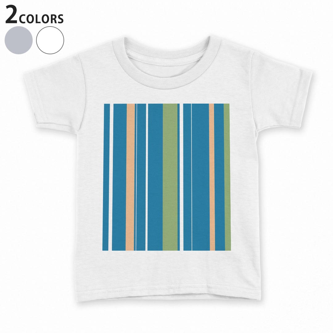 Other - tシャツ キッズ 半袖 白地 デザイン 90 100 110 120 130 140 150 Tシャツ ティーシャツ T shirt 004450 ボーダー　青　緑