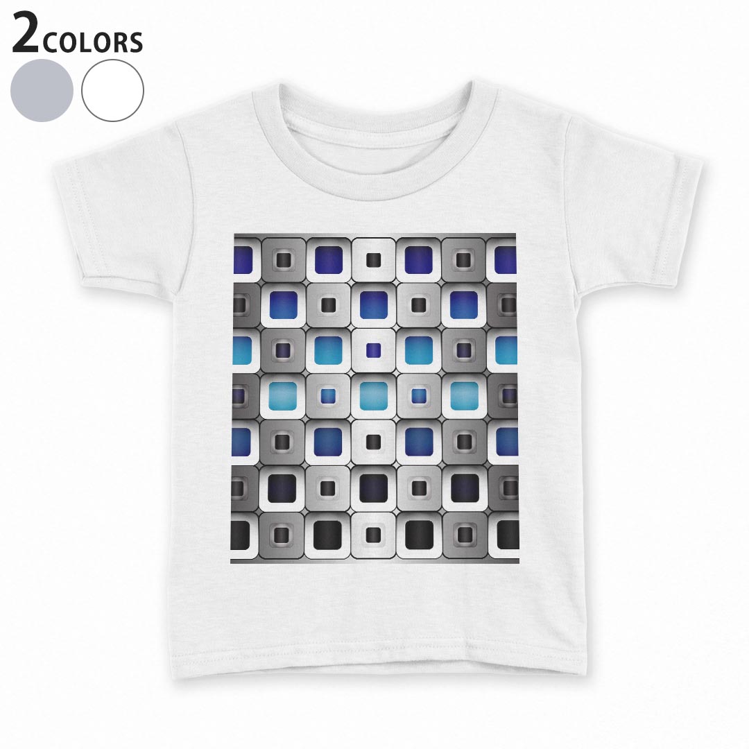 T-Shirts （Half Sleeves） - tシャツ キッズ 半袖 白地 デザイン 90 100 110 120 130 140 150 Tシャツ ティーシャツ T shirt 004526 模様　インテリ　青