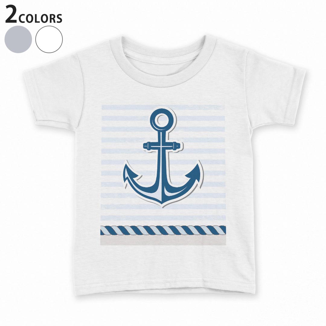 PORTER - tシャツ キッズ 半袖 白地 デザイン 90 100 110 120 130 140 150 Tシャツ ティーシャツ T shirt 004527 マリン　ボーダー　青
