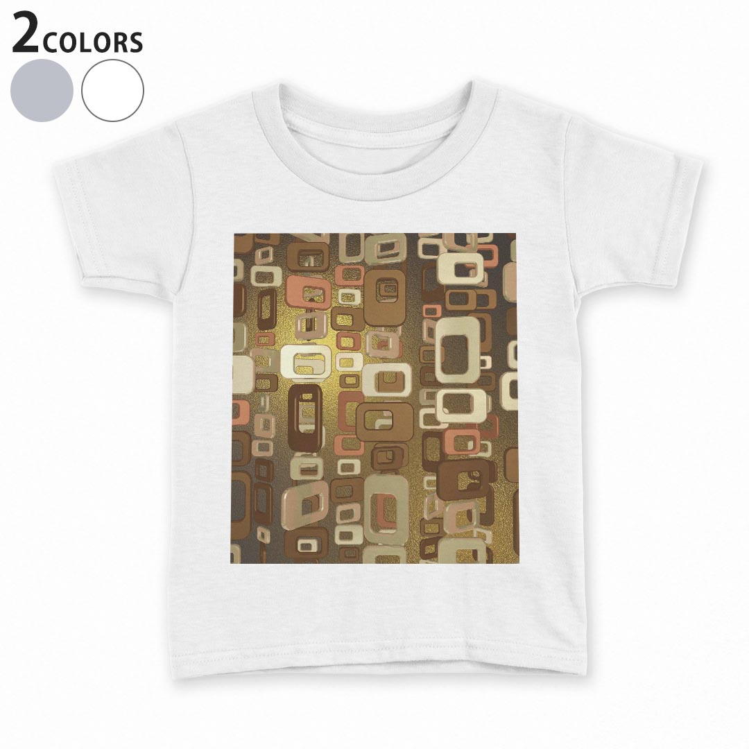 tシャツ キッズ 半袖 白地 デザイン 110 120 130 140 150 Tシャツ ティーシャツ T shirt 004649 模様　ブラウン　柄