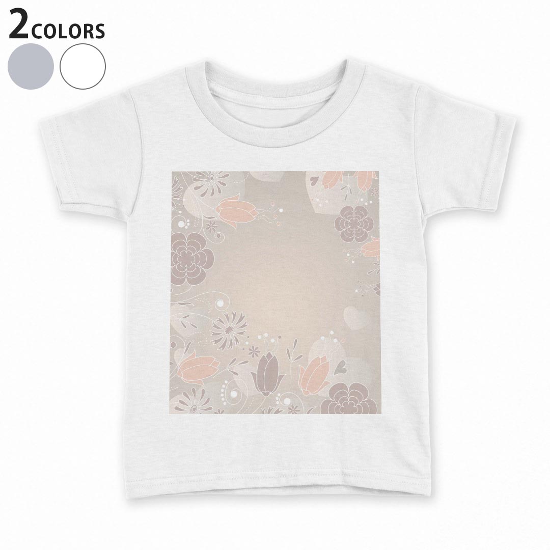 T-Shirts （Long-Sleeved） - tシャツ キッズ 半袖 白地 デザイン 90 100 110 120 130 140 150 Tシャツ ティーシャツ T shirt 004674 花　ハート　フラワー