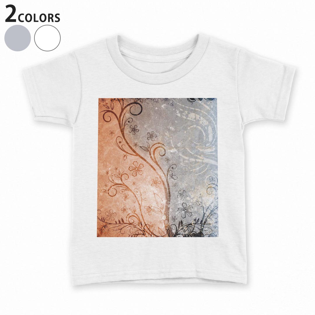 tシャツ キッズ 半袖 白地 デザイン 90 100 110 120 130 140 150 Tシャツ ティーシャツ T shirt 004944 花　シック　モダン