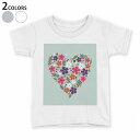 tシャツ キッズ 半袖 白地 デザイン 90 100 110 120 130 140 150 Tシャツ ティーシャツ T shirt 005055 ハート 花 イラスト(4)