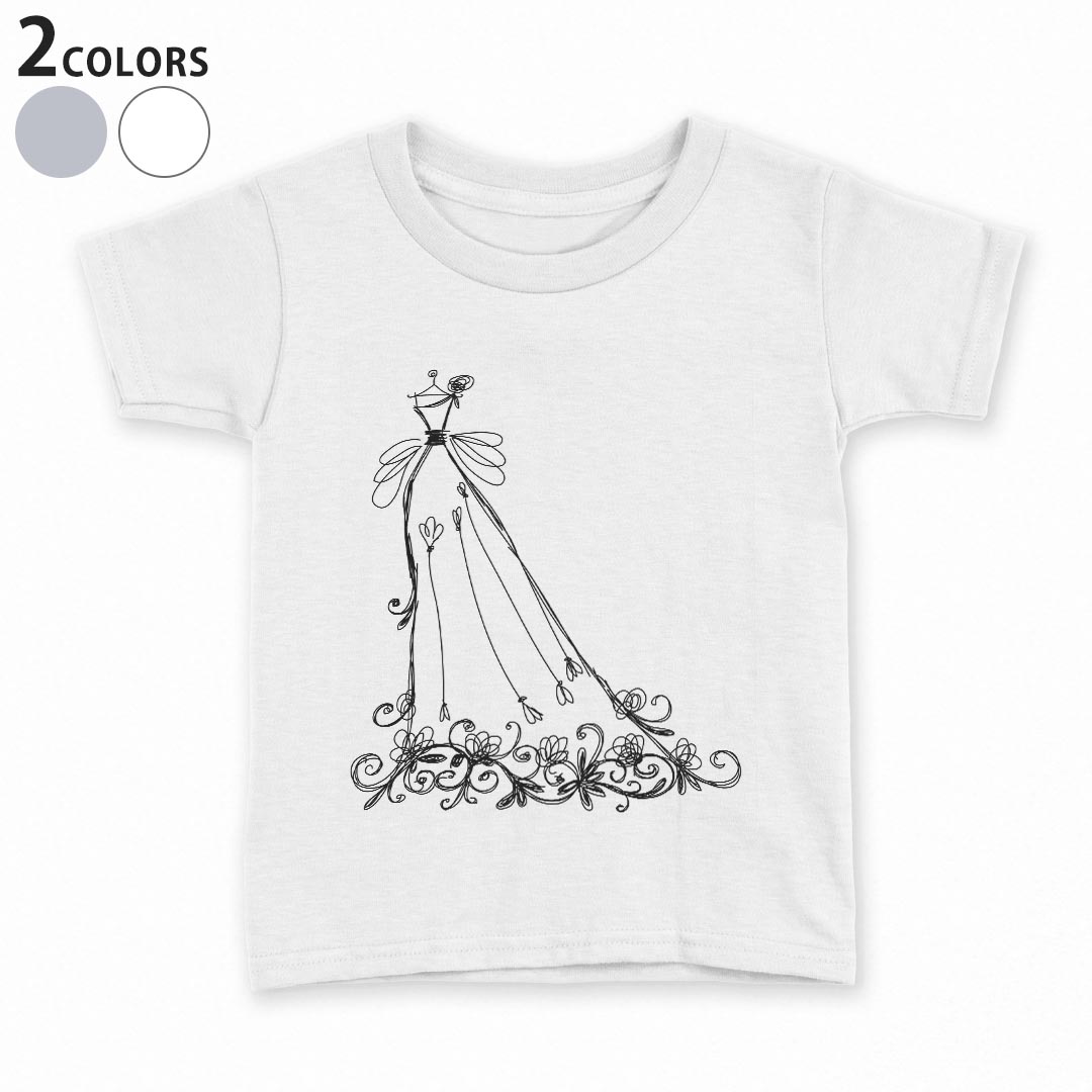 tシャツ キッズ 半袖 白地 デザイン 90 100 110 120 130 140 150 Tシャツ ティーシャツ T shirt 005232 ドレス イラスト ウエディング
