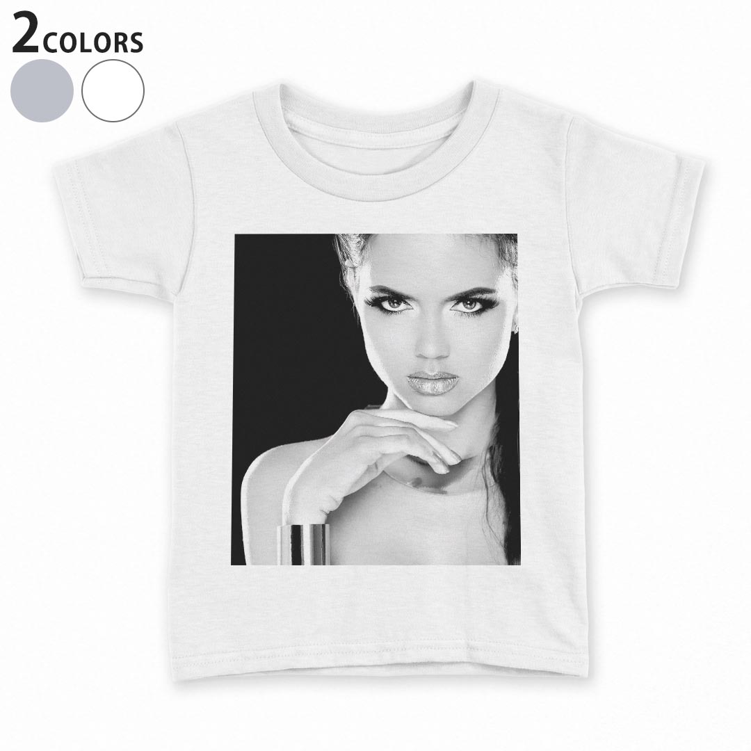tシャツ キッズ 半袖 白地 デザイン 110 120 130 140 150 Tシャツ ティーシャツ T shirt 005429 写真　人物　モノクロ