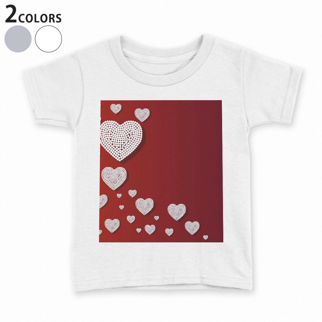 tシャツ キッズ 半袖 白地 デザイン 110 120 130 140 150 Tシャツ ティーシャツ T shirt 005549 ハート　赤