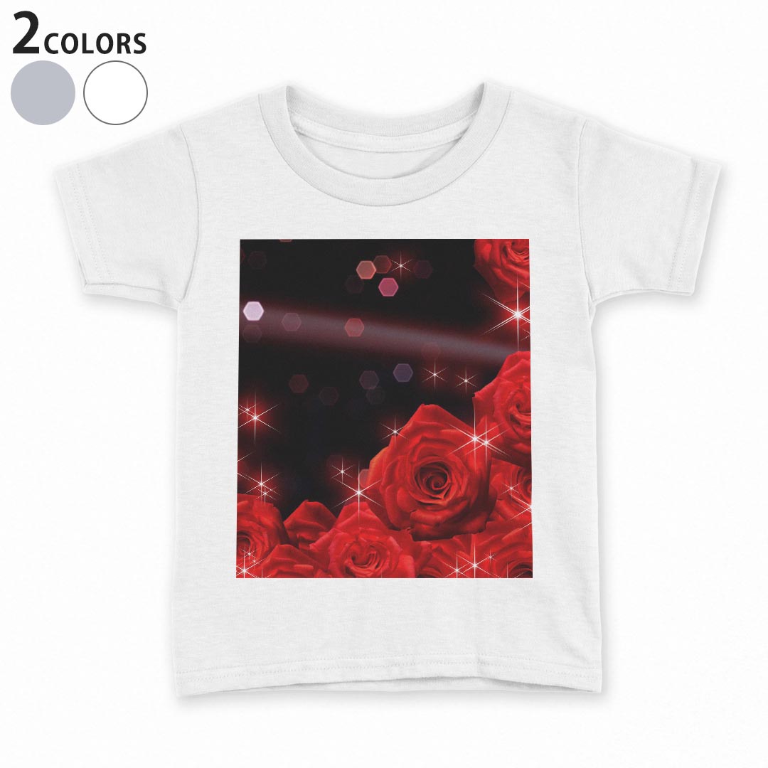 T-Shirts （Short Sleeve） - tシャツ キッズ 半袖 白地 デザイン 90 100 110 120 130 140 150 Tシャツ ティーシャツ T shirt 005581 花　フラワー　赤