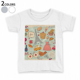 tシャツ キッズ 半袖 白地 デザイン 110 120 130 140 150 Tシャツ ティーシャツ T shirt 005959 イラスト　食べ物　車