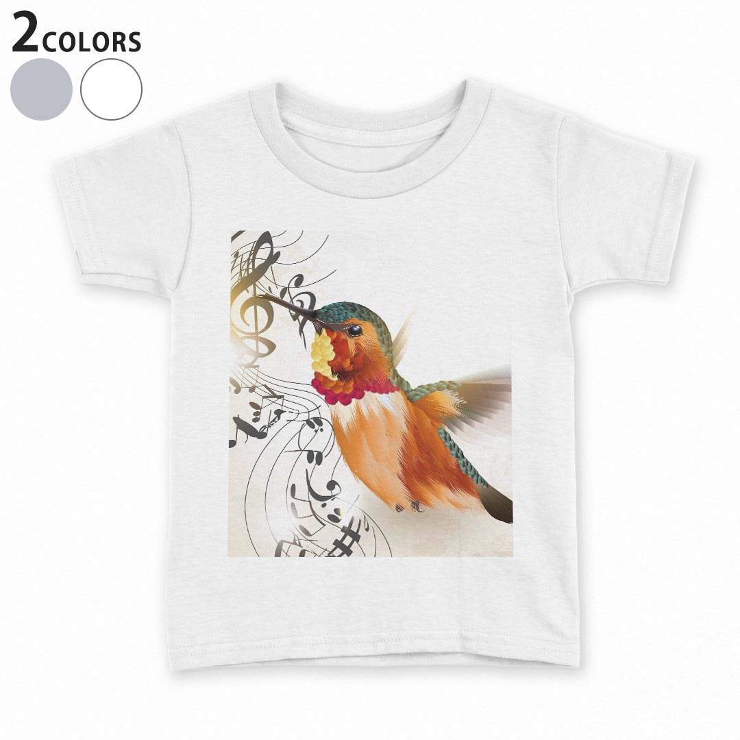 tシャツ キッズ 半袖 白地 デザイン 110 120 130 140 150 Tシャツ ティーシャツ T shirt 006282 鳥 音符 楽譜