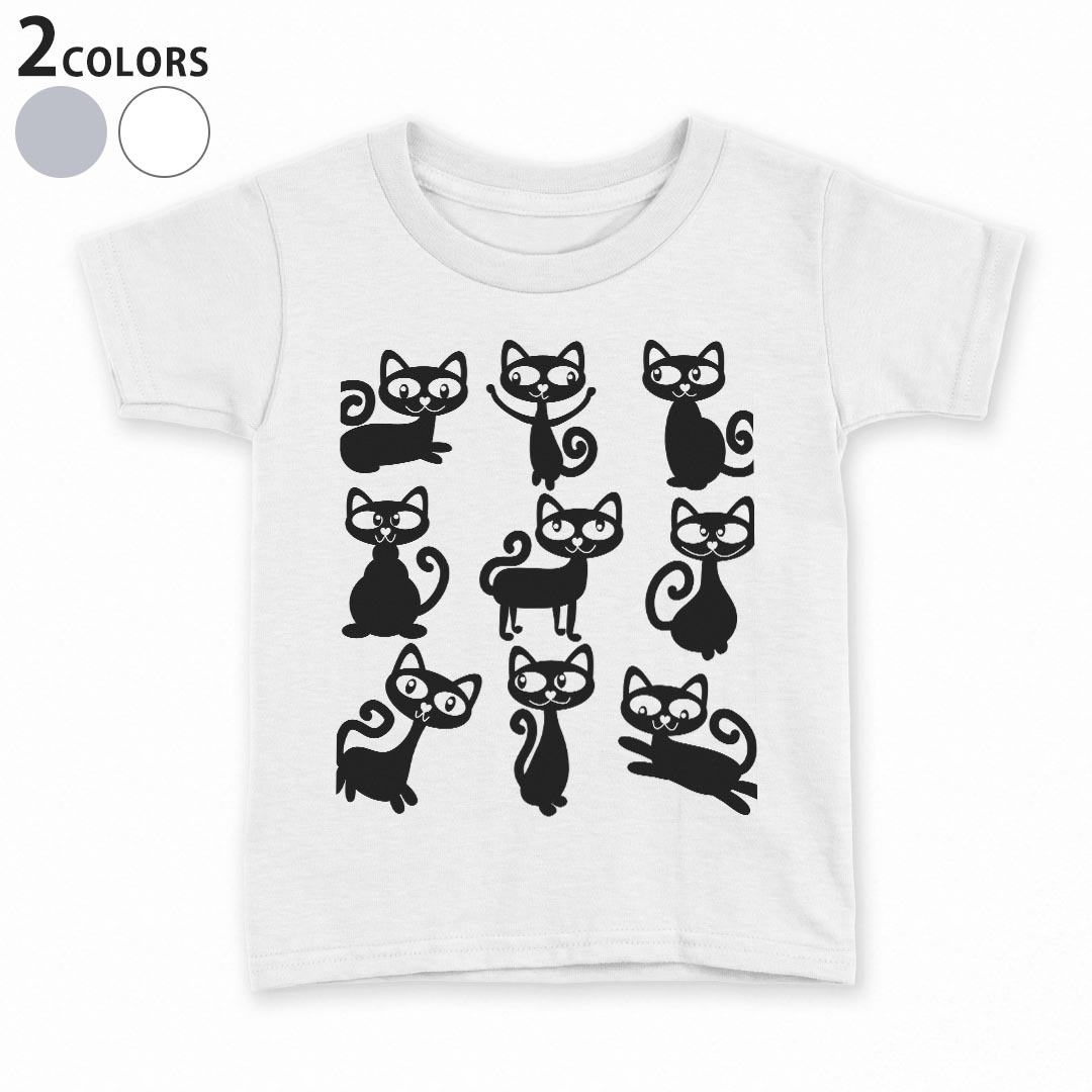 tシャツ キッズ 半袖 白地 デザイン 90 100 110 120 130 140 150 Tシャツ ティーシャツ T shirt 006306 ねこ 猫 イラスト
