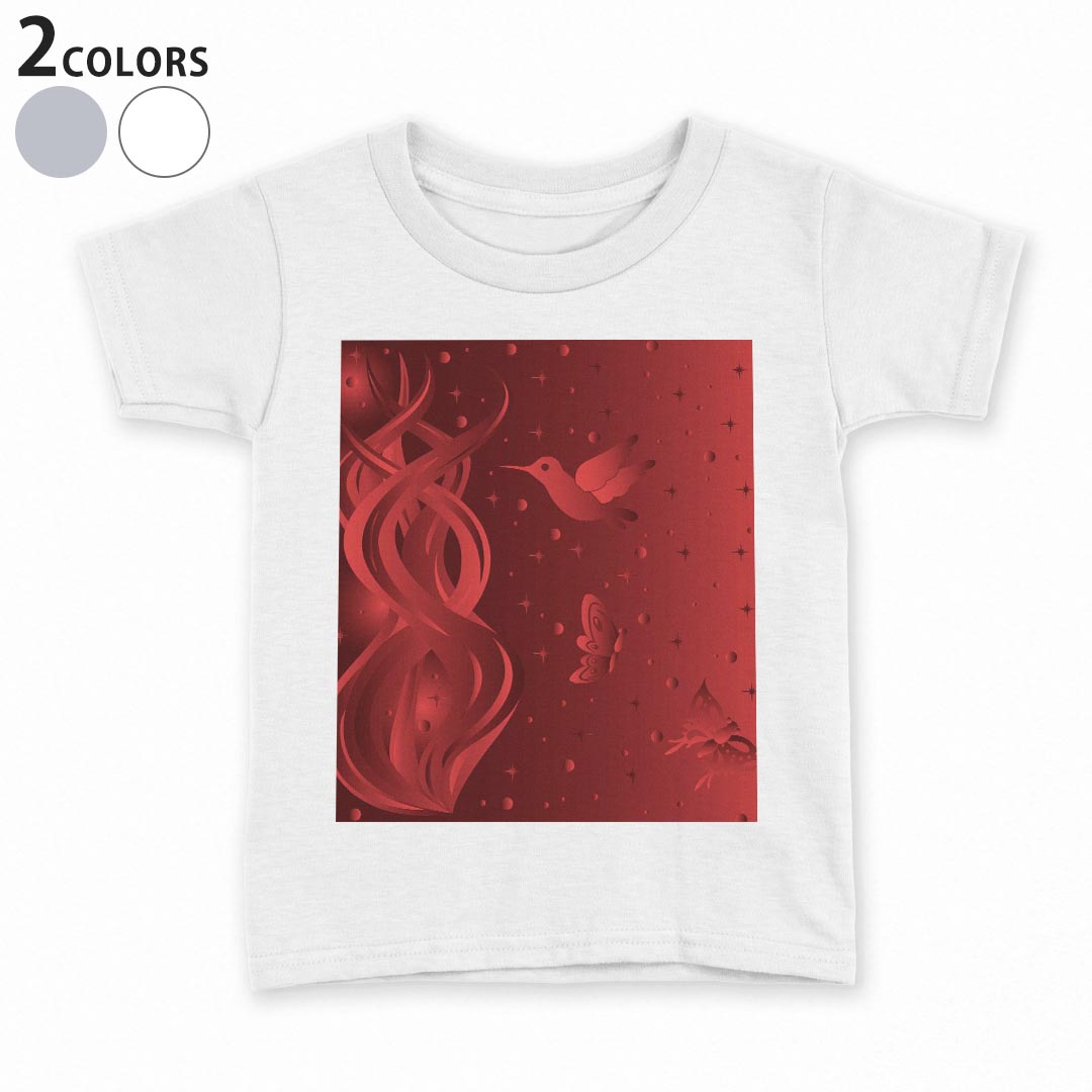tシャツ キッズ 半袖 白地 デザイン 90 100 110 120 130 140 150 Tシャツ ティーシャツ T shirt 006352 鳥　赤　レッド
