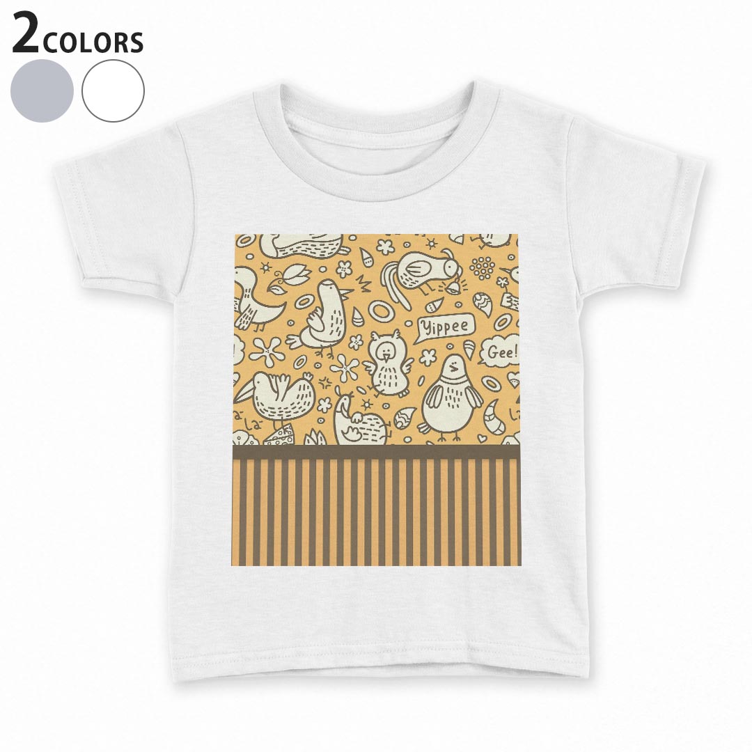tシャツ キッズ 半袖 白地 デザイン 90 100 110 120 130 140 150 Tシャツ ティーシャツ T shirt 006432 鳥　イラスト