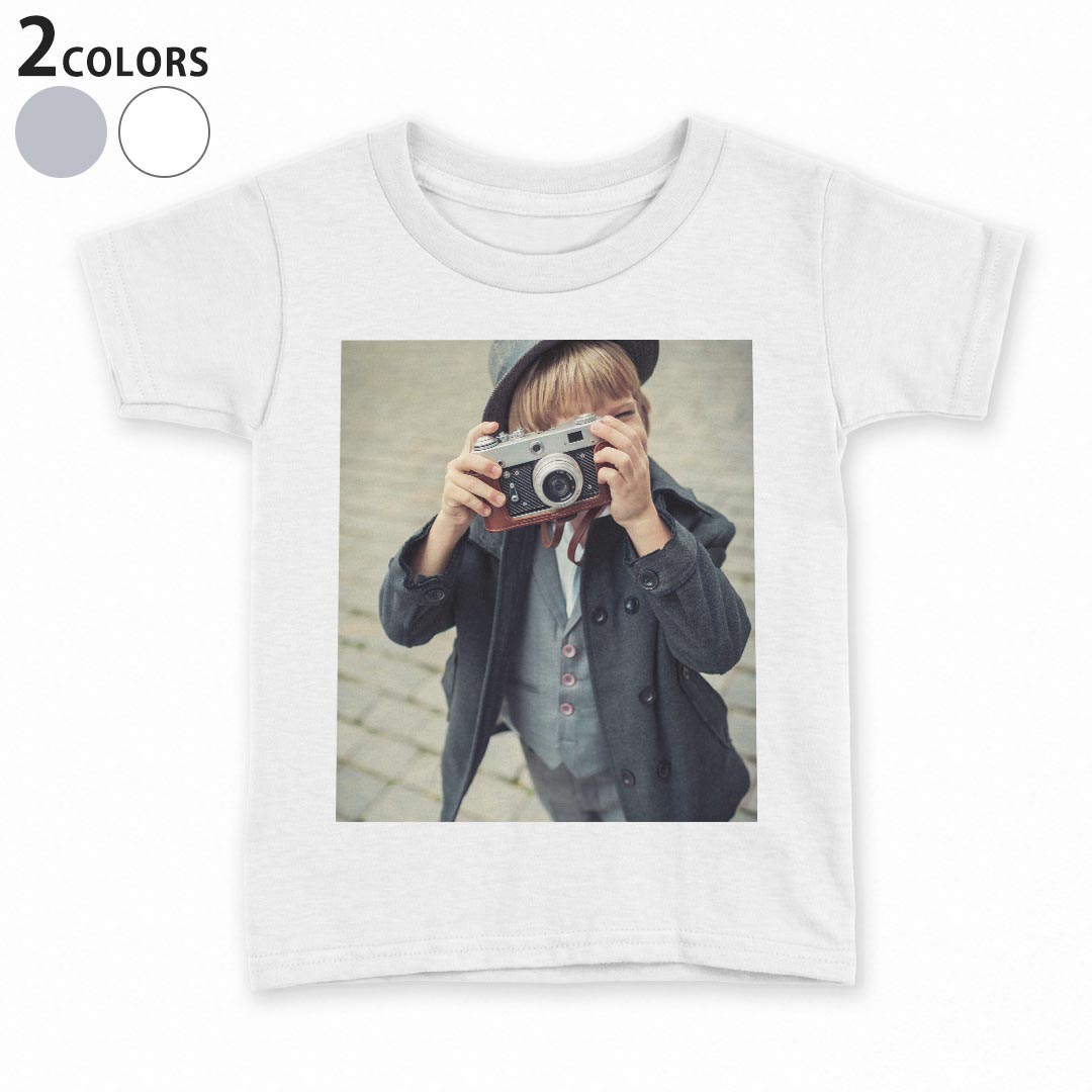 tシャツ キッズ 半袖 白地 デザイン 90 100 110 120 130 140 150 Tシャツ ティーシャツ T shirt 006456 写真　人物　カメラ