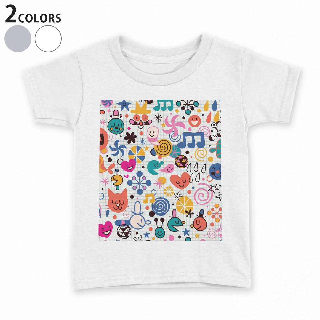 tシャツ キッズ 半袖 白地 デザイン 110 120 130 140 150 Tシャツ ティーシャツ T shirt 006460 ハート　イラスト　模様