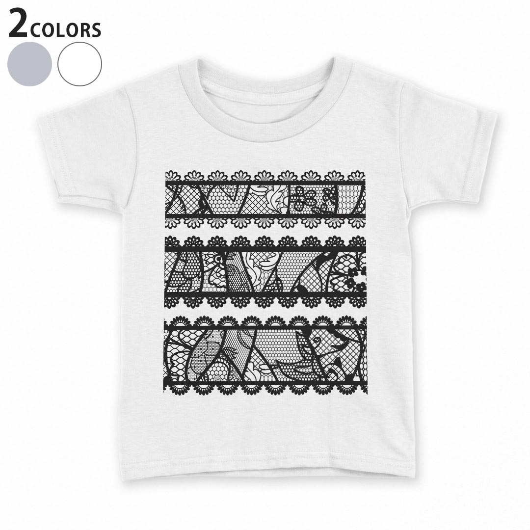 T-Shirts （Short Sleeve） - tシャツ キッズ 半袖 白地 デザイン 90 100 110 120 130 140 150 Tシャツ ティーシャツ T shirt 006489 レース　模様