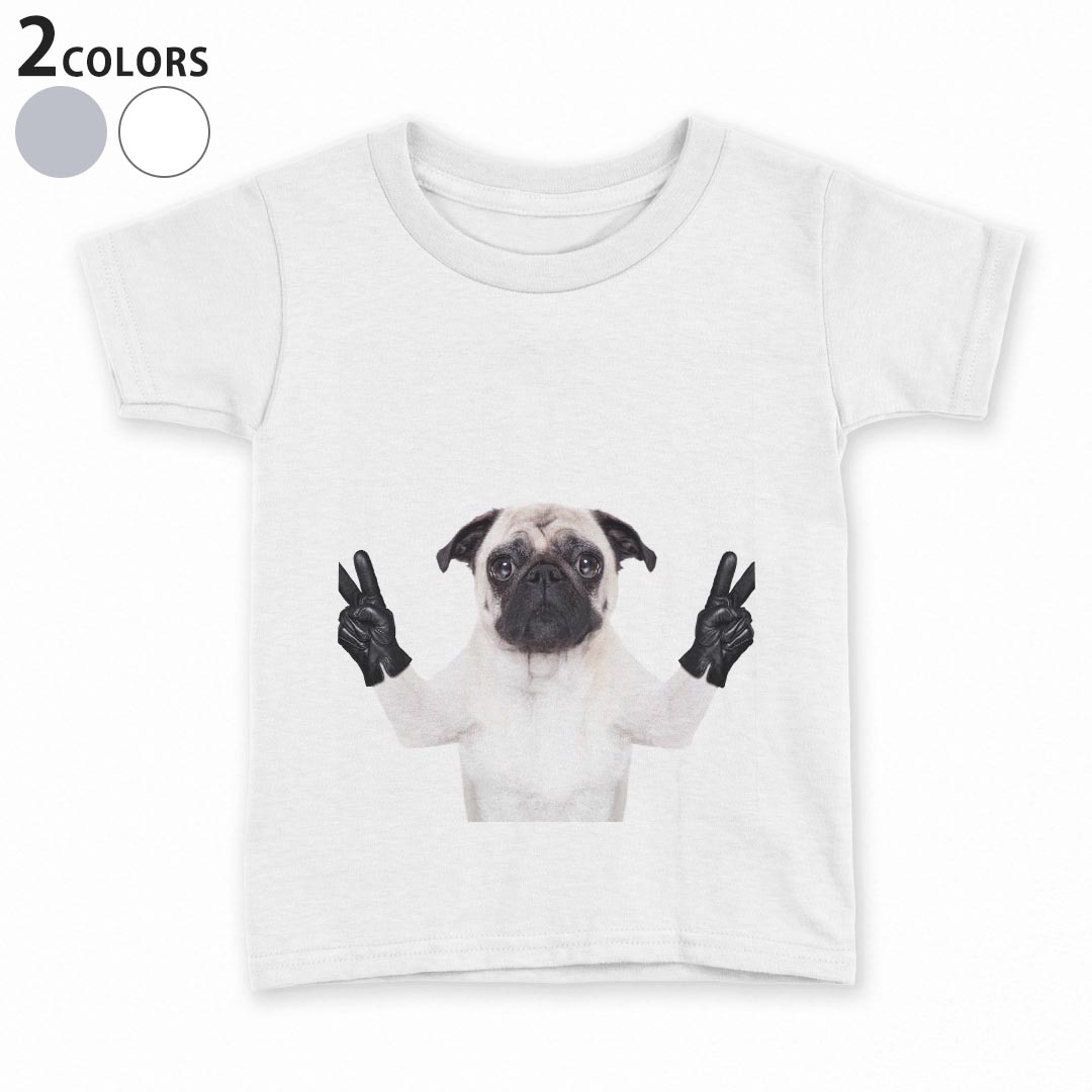 tシャツ キッズ 半袖 白地 デザイン 90 100 110 120 130 140 150 Tシャツ ティーシャツ T shirt 006895 動物　犬　写真