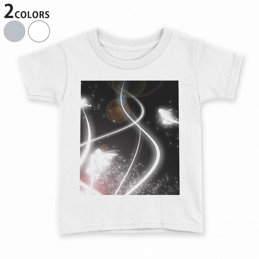 tシャツ キッズ 半袖 白地 デザイン 90 100 110 120 130 140 150 Tシャツ ティーシャツ T shirt 006945 妖精　黒　ブラック