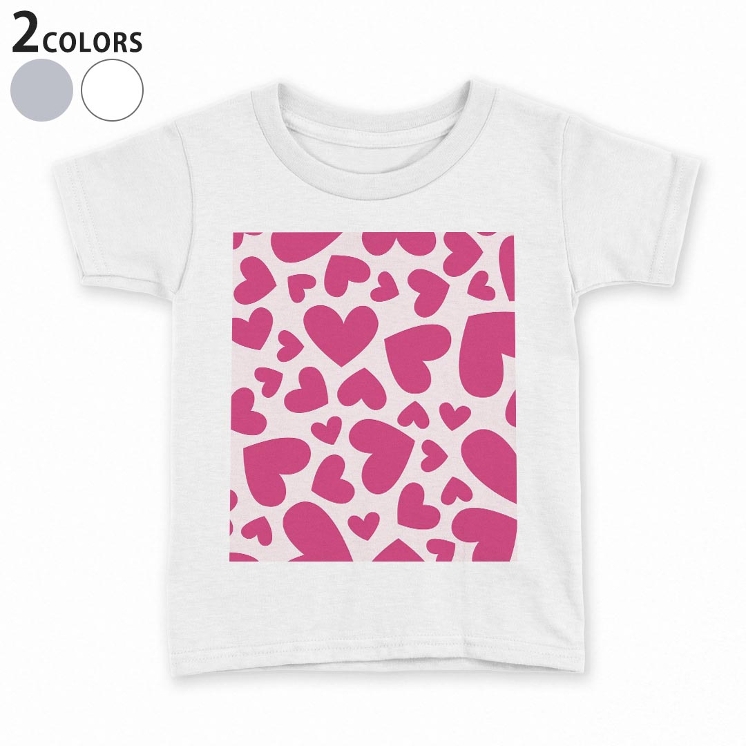 乐天商城 - tシャツ キッズ 半袖 白地 デザイン 90 100 110 120 130 140 150 Tシャツ ティーシャツ T shirt 007005 ハート　模様