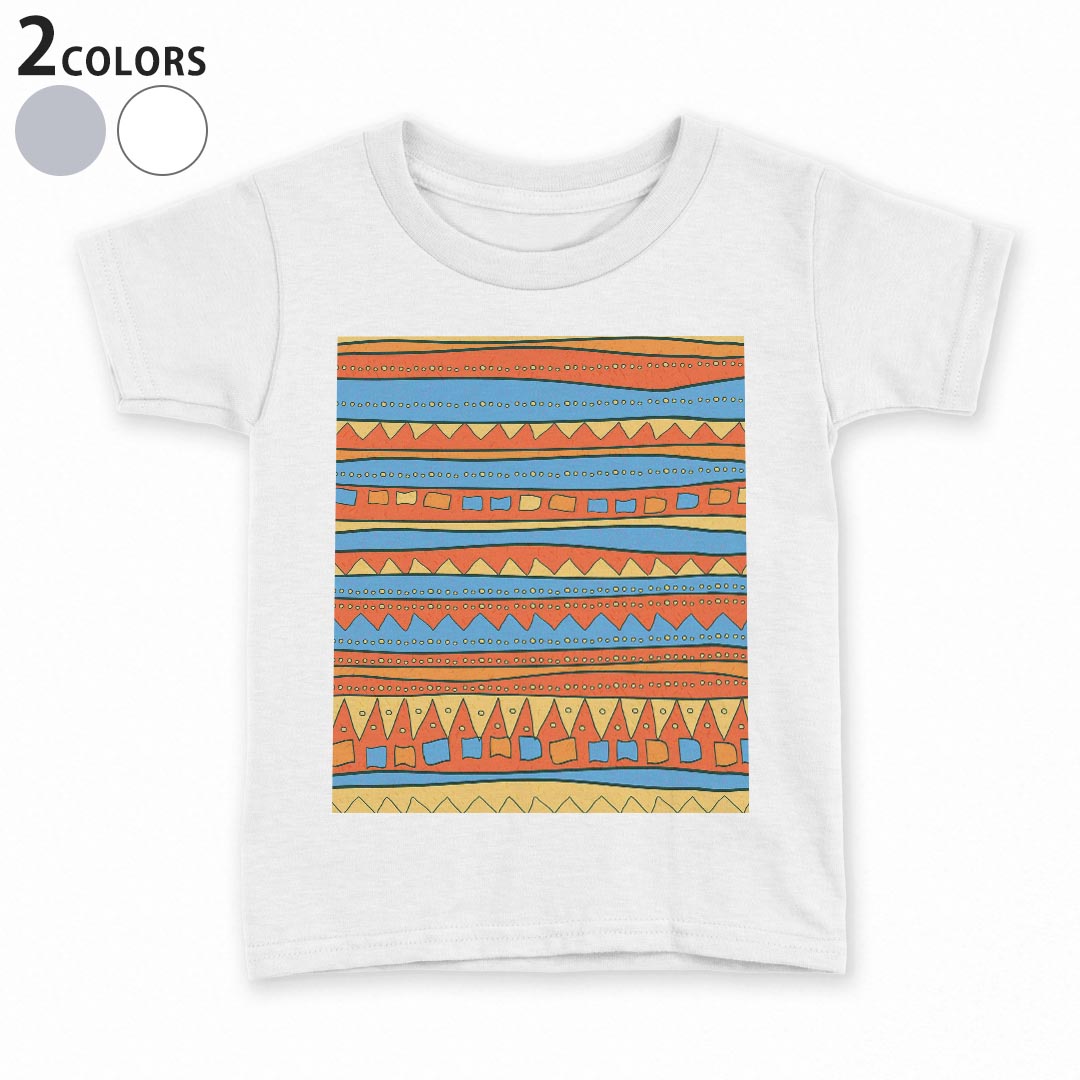 tシャツ キッズ 半袖 白地 デザイン 90 100 110 120 130 140 150 Tシャツ ティーシャツ T shirt 007121 赤　青　模様
