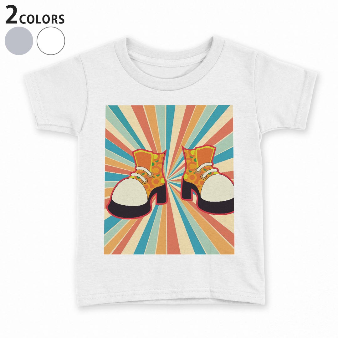 乐天商城 - tシャツ キッズ 半袖 白地 デザイン 90 100 110 120 130 140 150 Tシャツ ティーシャツ T shirt 007373 靴　イラスト　カラフル
