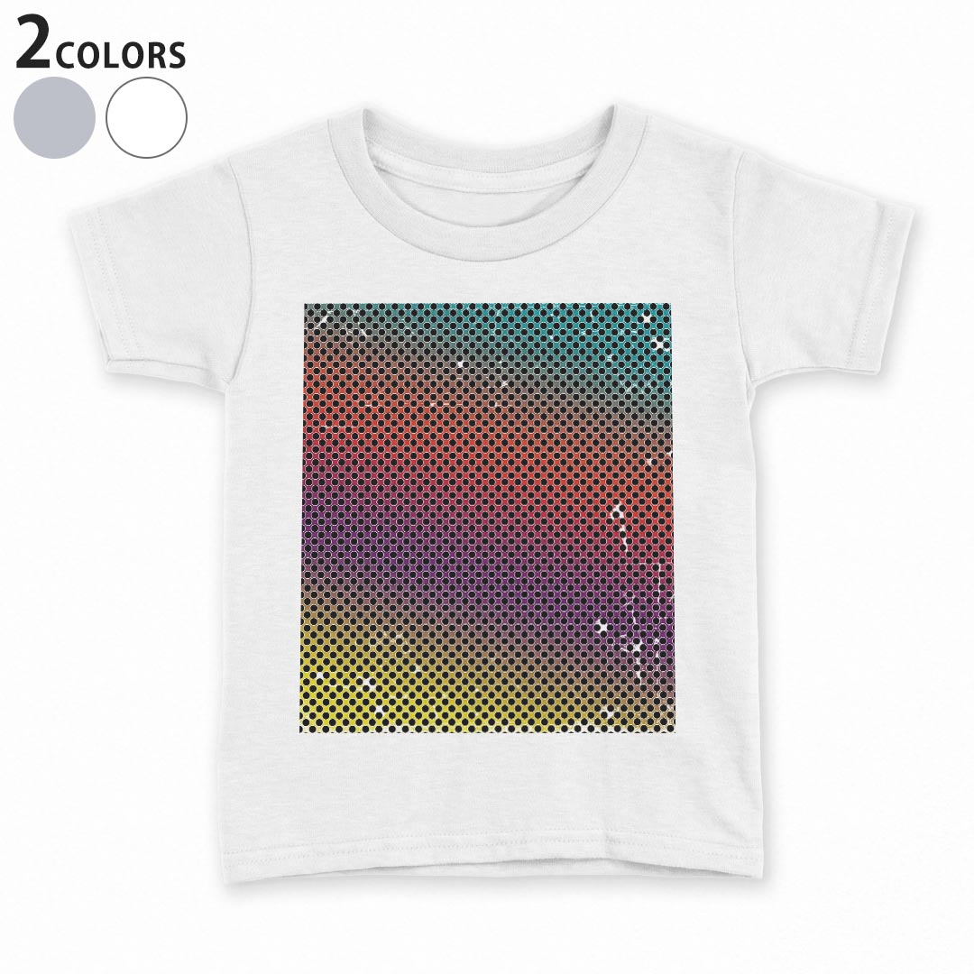 tシャツ キッズ 半袖 白地 デザイン 90 100 110 120 130 140 150 Tシャツ ティーシャツ T shirt 007424 カラフル　レインボー　水玉