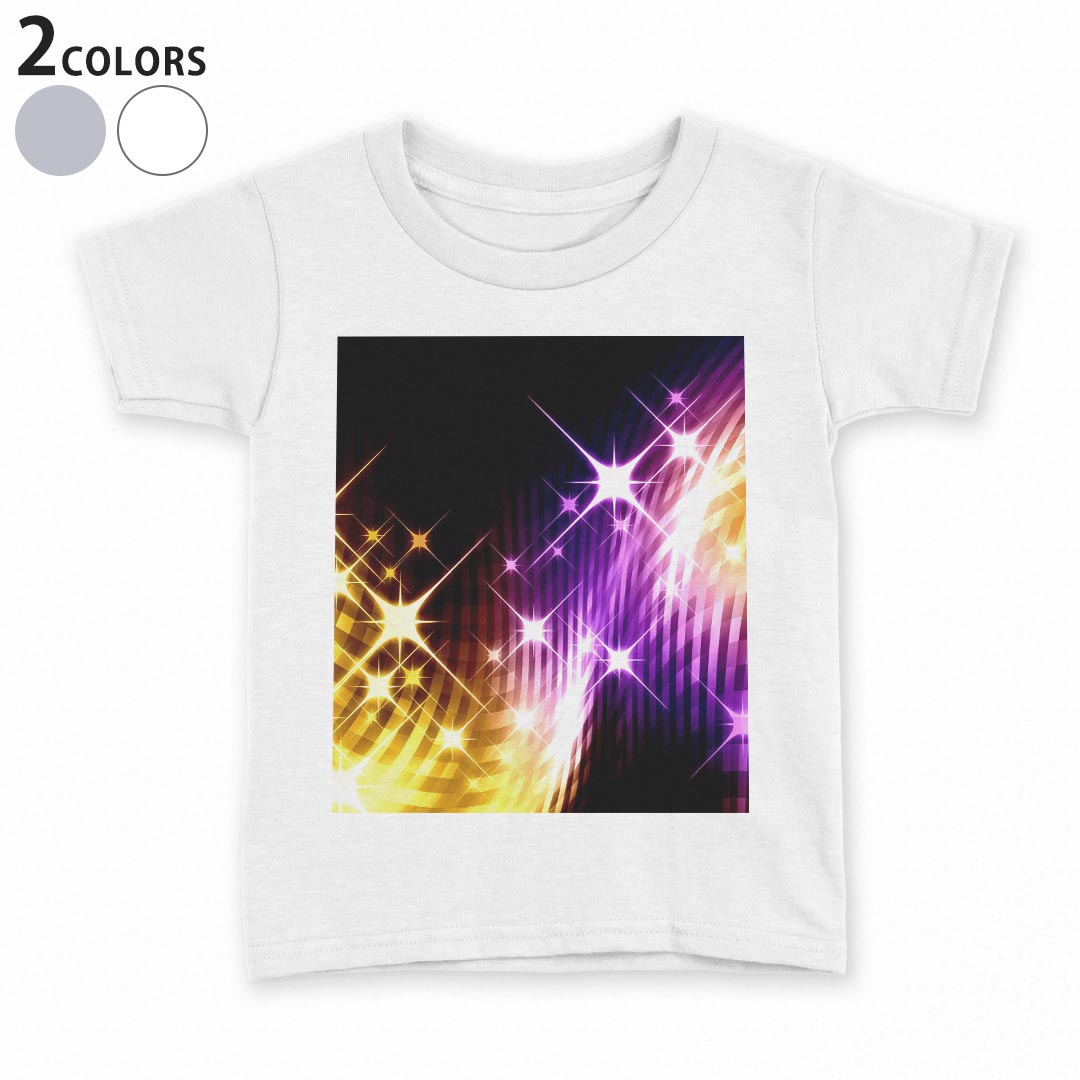 tシャツ キッズ 半袖 白地 デザイン 90 100 110 120 130 140 150 Tシャツ ティーシャツ T shirt 007657 チェック きらきら 黄色 紫