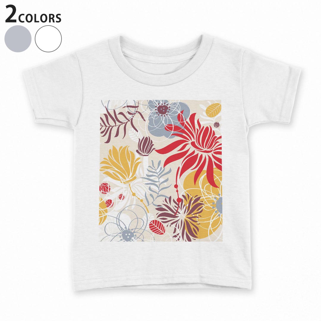 tシャツ キッズ 半袖 白地 デザイン 90 100 110 120 130 140 150 Tシャツ ティーシャツ T shirt 007674 花 フラワー 模様