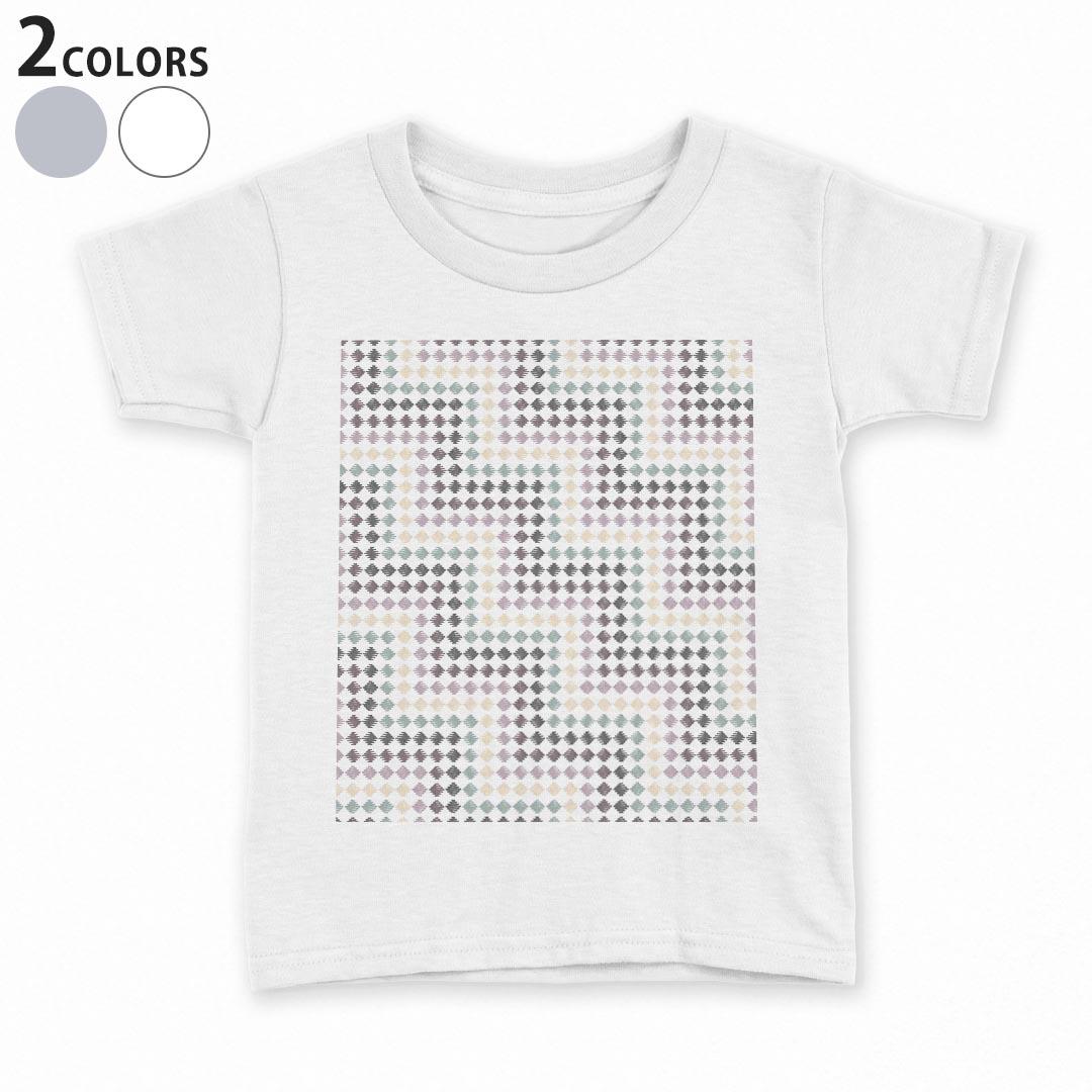 T-Shirts （Short Sleeve） - tシャツ キッズ 半袖 白地 デザイン 90 100 110 120 130 140 150 Tシャツ ティーシャツ T shirt 007774 模様　紫　ブルー　イエロー