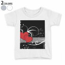 tシャツ キッズ 半袖 白地 デザイン 90 100 110 120 130 140 150 Tシャツ ティーシャツ T shirt 007982 ハート 赤 レッド 黒 ブラック(4)