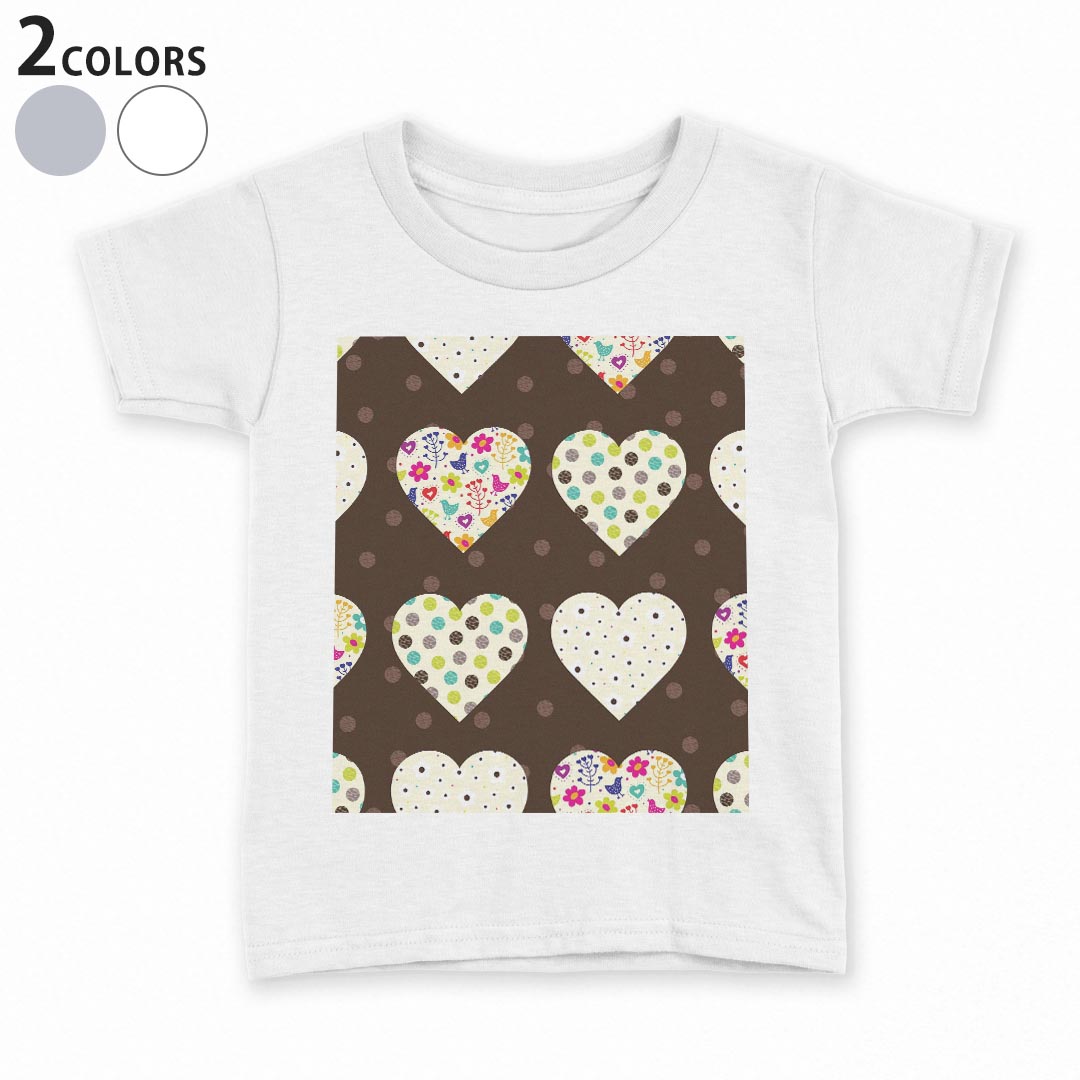 Other - tシャツ キッズ 半袖 白地 デザイン 90 100 110 120 130 140 150 Tシャツ ティーシャツ T shirt 008155 花　フラワー　ハート　模様　水玉