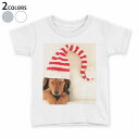 tシャツ キッズ 半袖 白地 デザイン 90 100 110 120 130 140 150 Tシャツ ティーシャツ T shirt 008439 写真 犬 帽子 赤 レッド