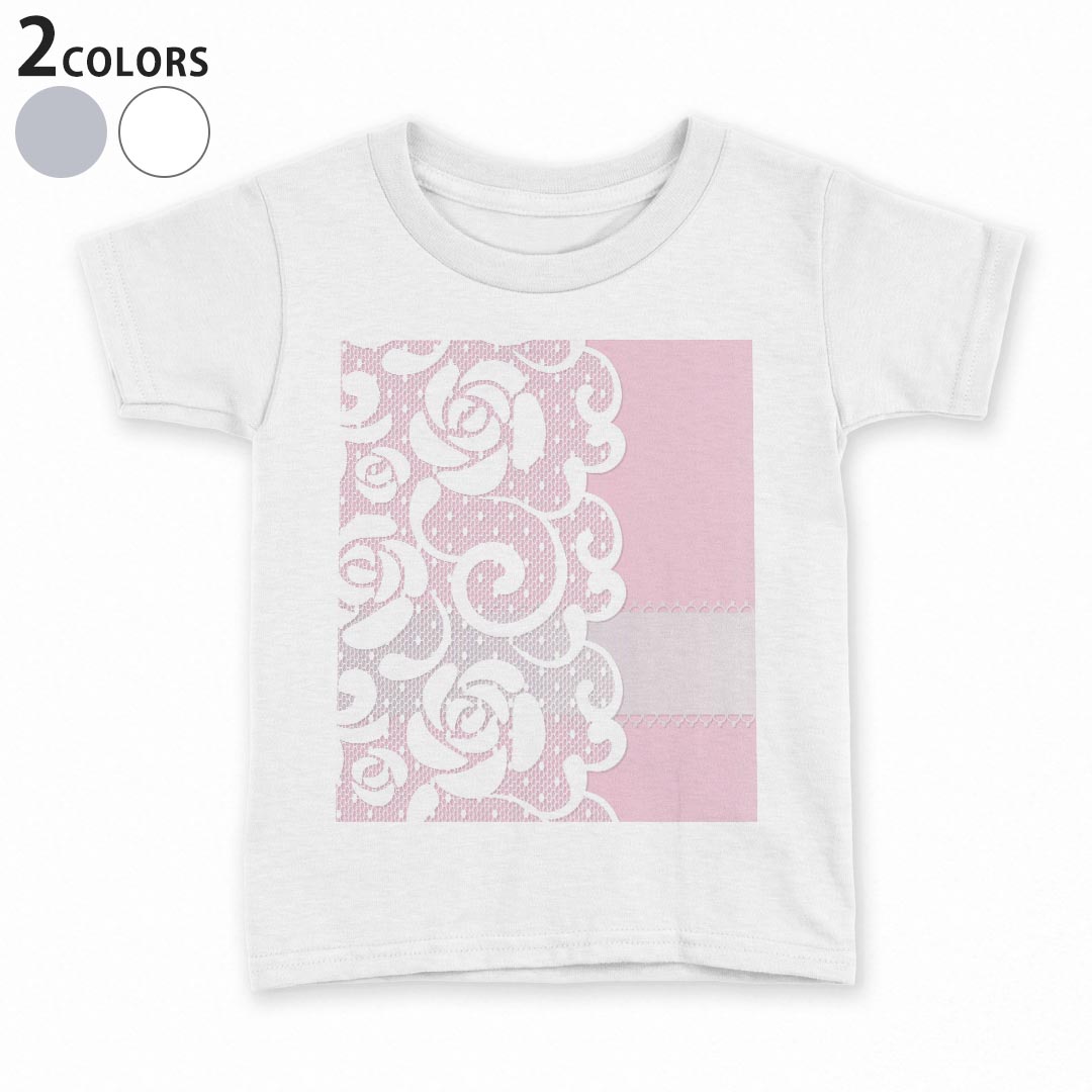 tシャツ キッズ 半袖 白地 デザイン 90 100 110 120 130 140 150 Tシャツ ティーシャツ T shirt 008454 花 フラワーピンク レース