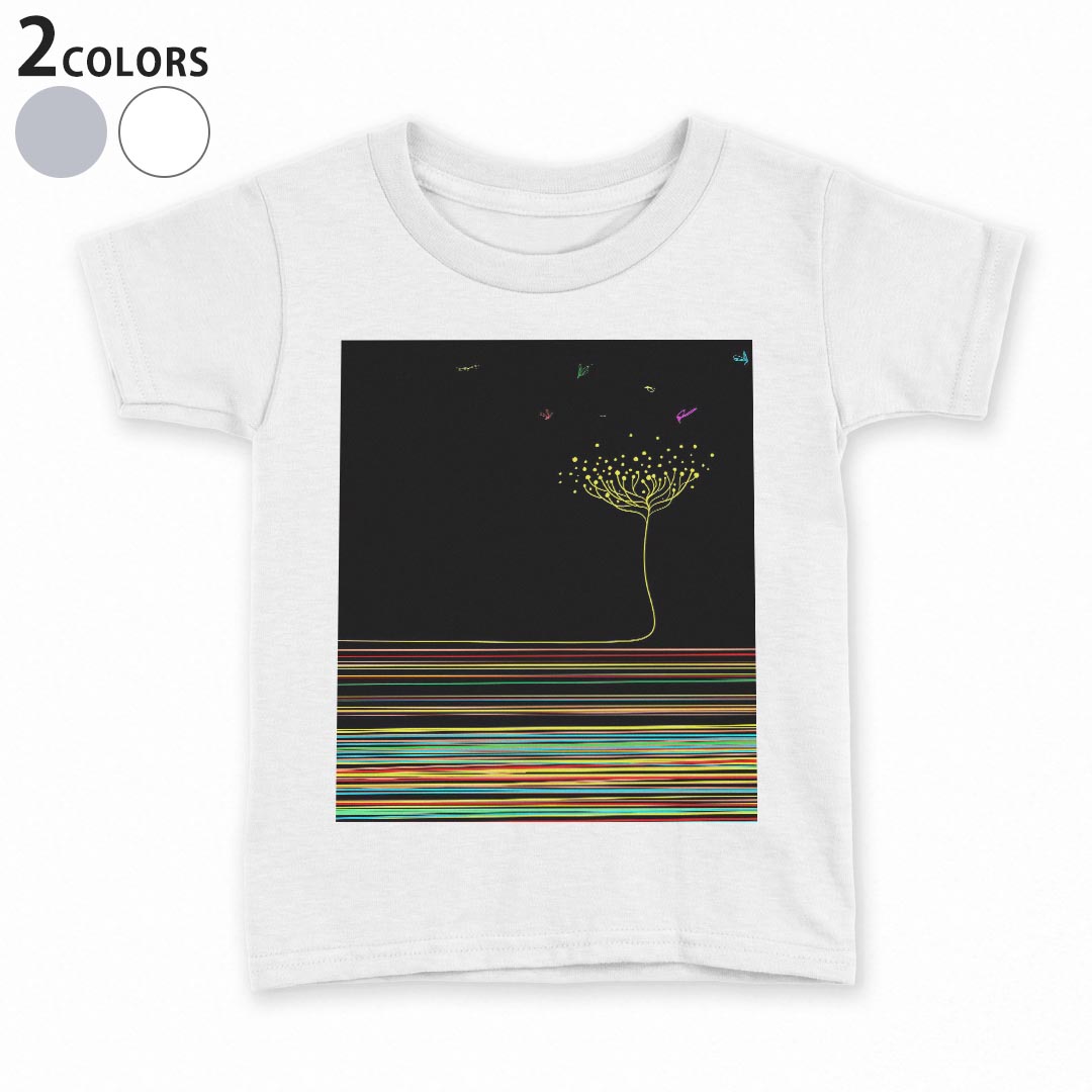 乐天商城 - tシャツ キッズ 半袖 白地 デザイン 90 100 110 120 130 140 150 Tシャツ ティーシャツ T shirt 008740 黒　ブラック　花　フラワー