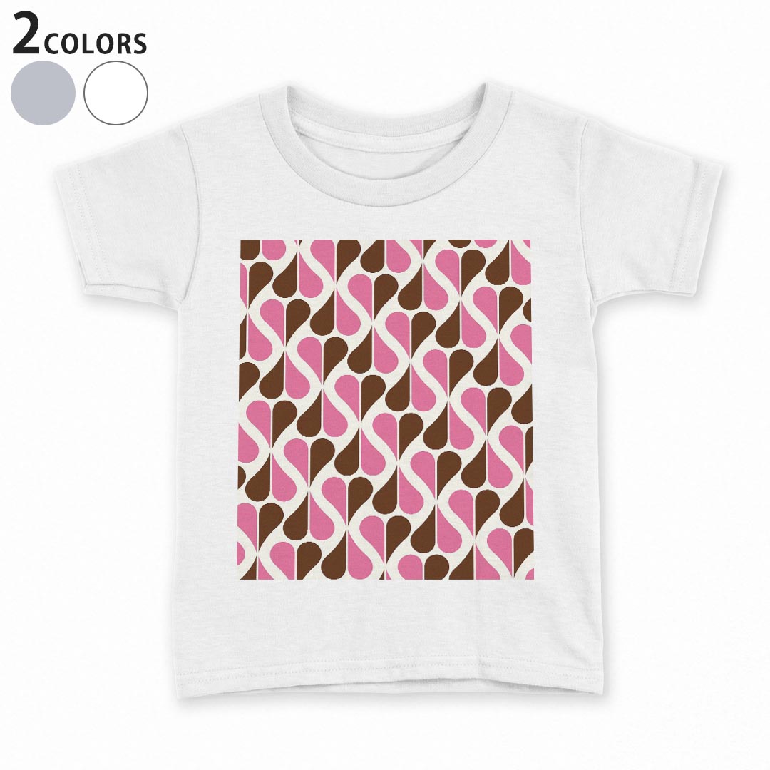 tシャツ キッズ 半袖 白地 デザイン 90 100 110 120 130 140 150 Tシャツ ティーシャツ T shirt 008929 模様 ピンク ハート 茶色 ブラウン