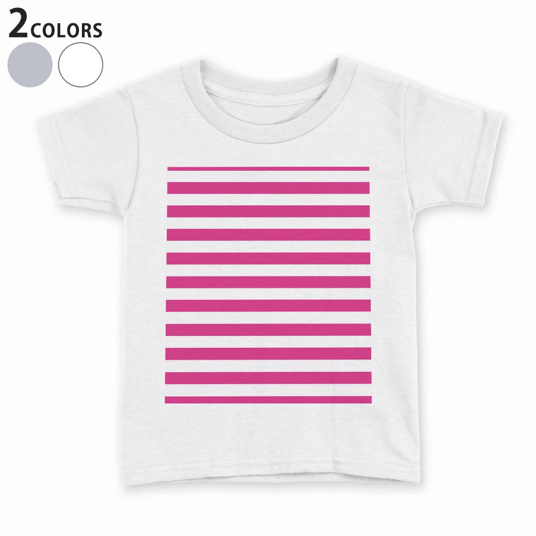 PORTER - tシャツ キッズ 半袖 白地 デザイン 90 100 110 120 130 140 150 Tシャツ ティーシャツ T shirt 009029 シンプル　ボーダー　ピンク