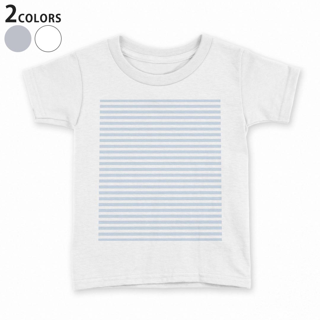 T-Shirts （Short Sleeve） - tシャツ キッズ 半袖 白地 デザイン 90 100 110 120 130 140 150 Tシャツ ティーシャツ T shirt 009044 シンプル　ボーダー　青
