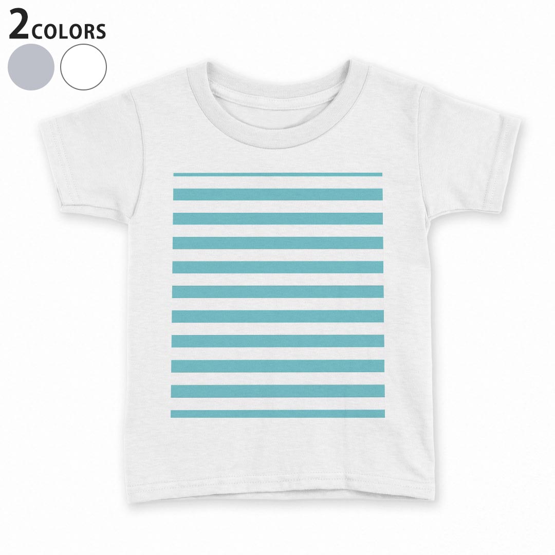 PORTER - tシャツ キッズ 半袖 白地 デザイン 90 100 110 120 130 140 150 Tシャツ ティーシャツ T shirt 009045 シンプル　ボーダー　青