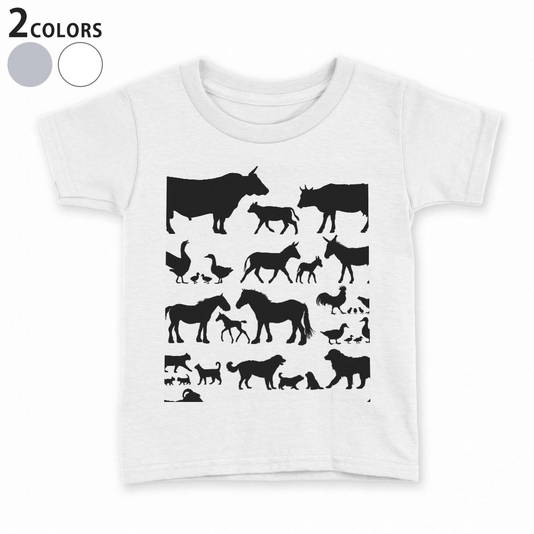 T-Shirts （Short Sleeve） - tシャツ キッズ 半袖 白地 デザイン 90 100 110 120 130 140 150 Tシャツ ティーシャツ T shirt 009259 モノクロ　動物　白　黒