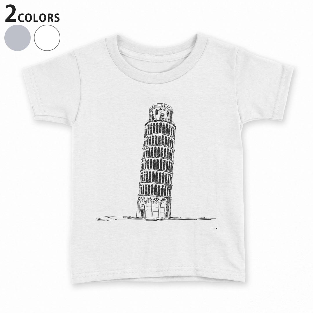 tシャツ キッズ 半袖 白地 デザイン 90 100 110 120 130 140 150 Tシャツ ティーシャツ T shirt 009344 風景　外国　モノクロ